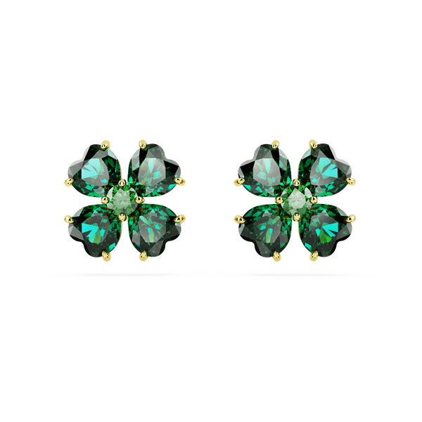 SWAROVSKI IDYLLIA STUD EARRINGS, CLOVER, GREEN, GOLD-TONE PLATED 5666236