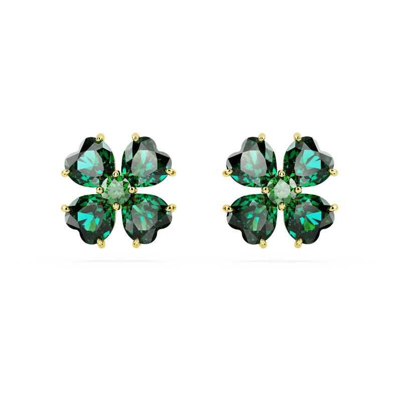 SWAROVSKI IDYLLIA STUD EARRINGS, CLOVER, GREEN, GOLD-TONE PLATED 5666236