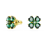 Swarovski Idyllia stud earrings, Clover, Green, Gold-tone plated 5666236