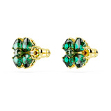 Swarovski Idyllia stud earrings, Clover, Green, Gold-tone plated 5666236