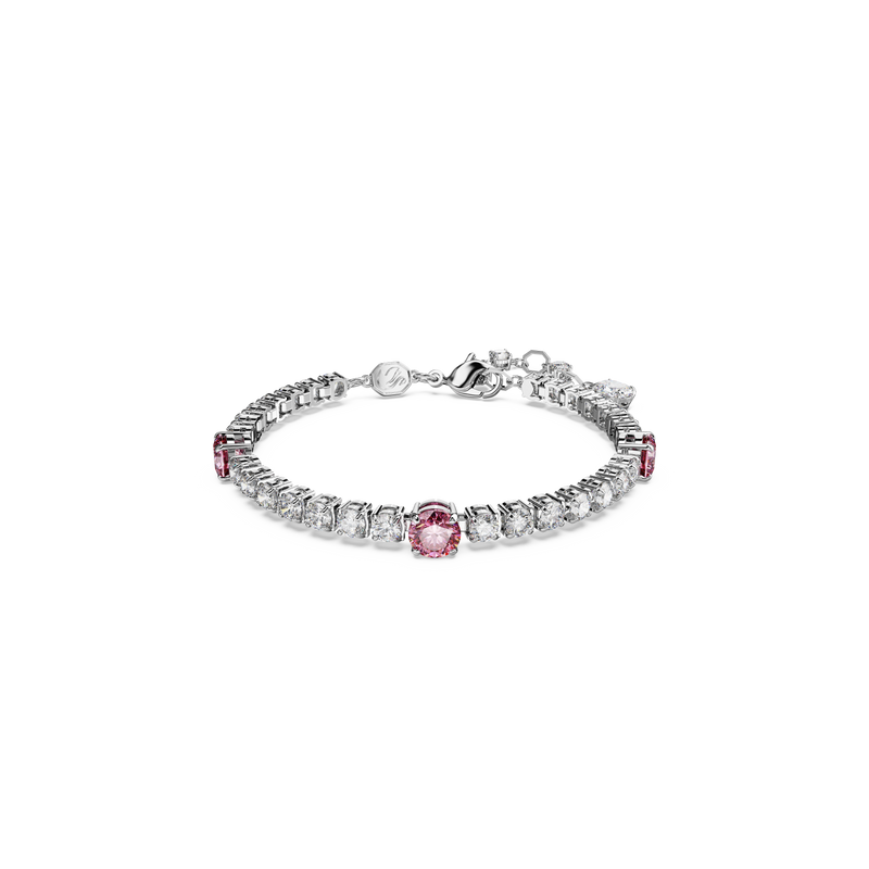 SWAROVSKI MATRIX TENNIS BRACELET, MIXED CUTS, PINK, RHODIUM PLATED 5666421