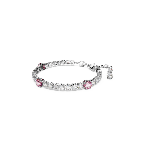 SWAROVSKI MATRIX TENNIS BRACELET, MIXED CUTS, PINK, RHODIUM PLATED 5666421