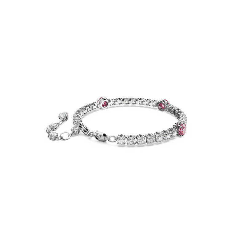 SWAROVSKI MATRIX TENNIS BRACELET, MIXED CUTS, PINK, RHODIUM PLATED 5666421