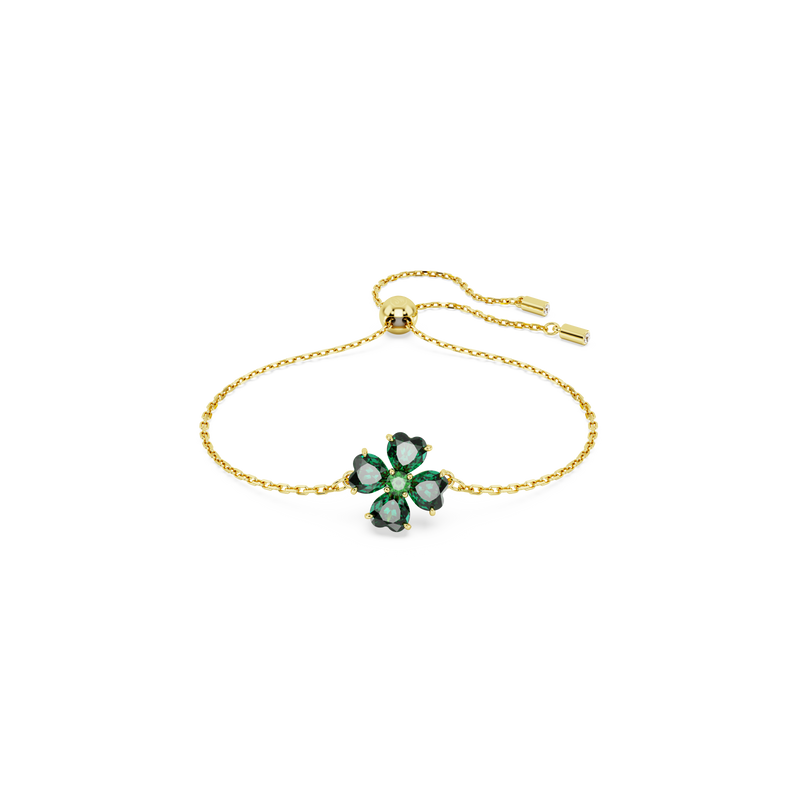 SWAROVSKI IDYLLIA BRACELET, MIXED CUTS, CLOVER, GREEN, GOLD-TONE PLATED 5666585