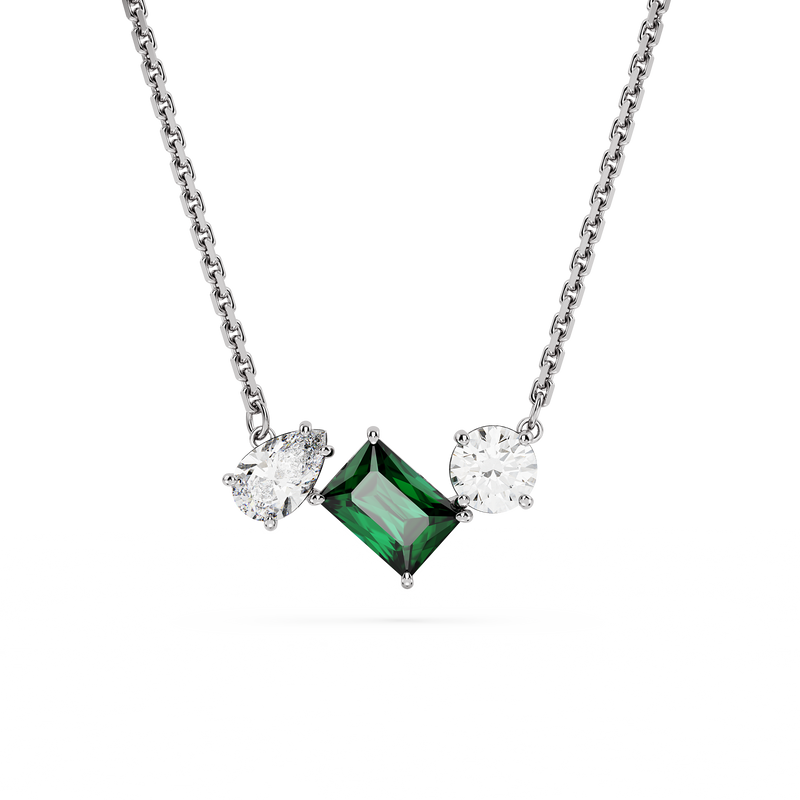 Swarovski Mesmera pendant, Mixed cuts, Green, Rhodium plated