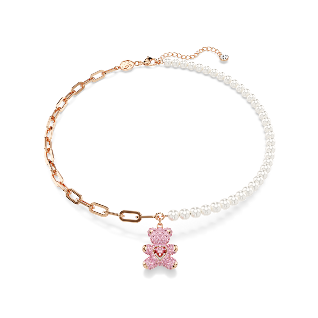 【美品】SWAROVSKI Rosette pink Braceletクリスタル Swarovski Teddy pendant, Bear, Pink, Rose gold-tone plated