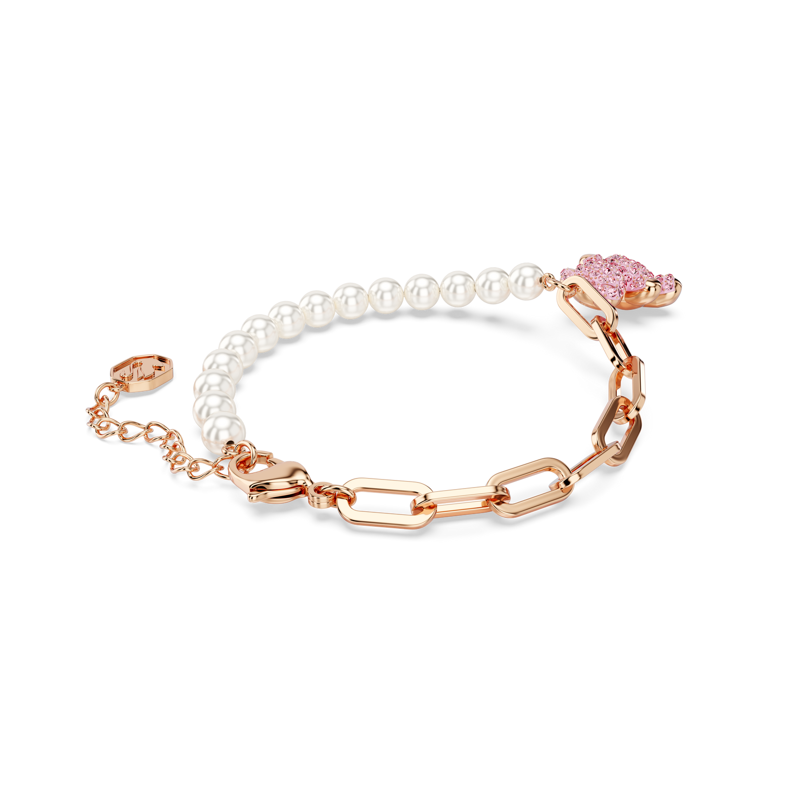 Swarovski Teddy bracelet, Bear, Pink, Rose gold-tone plated