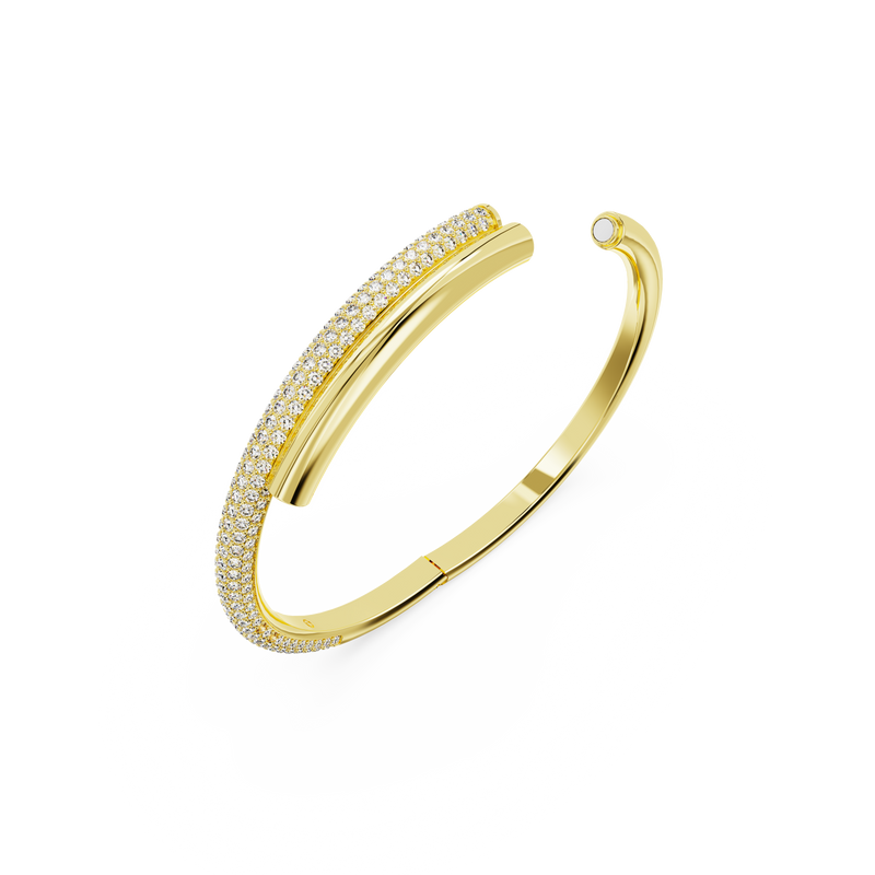 SWAROVSKI DEXTERA BANGLE, MAGNETIC CLOSURE, WHITE, GOLD-TONE PLATED