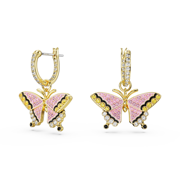 SWAROVSKI IDYLLIA DROP EARRINGS, BUTTERFLY, MULTICOLORED, GOLD-TONE PLATED 5670055