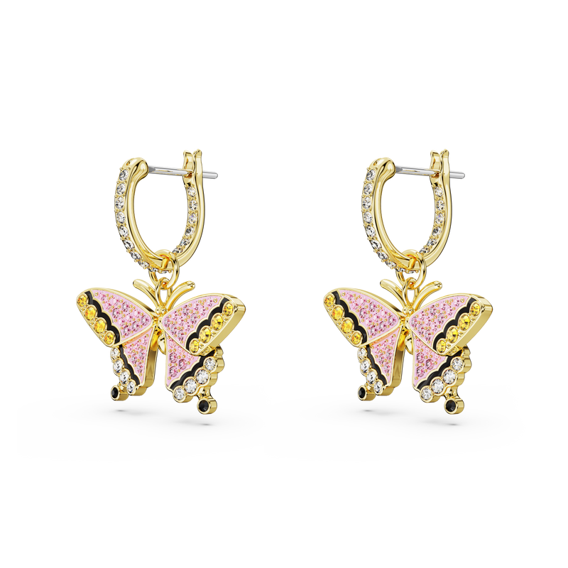 SWAROVSKI IDYLLIA DROP EARRINGS, BUTTERFLY, MULTICOLORED, GOLD-TONE PLATED 5670055