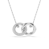 Swarovski Dextera pendant, Interlocking loop, White, Rhodium plated 5670251