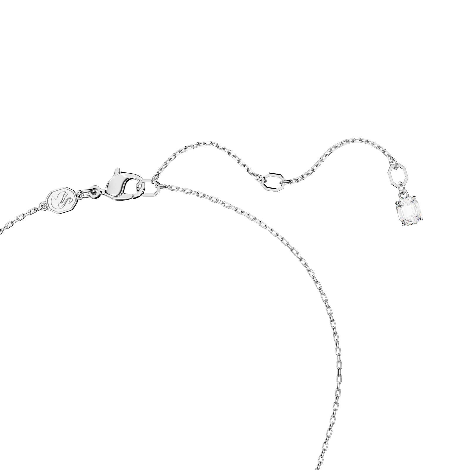 Swarovski Dextera pendant, Interlocking loop, White, Rhodium