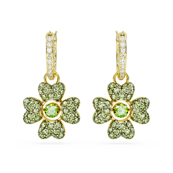 SWAROVSKI IDYLLIA DROP EARRINGS, CLOVER, GREEN, GOLD-TONE PLATED 5670664