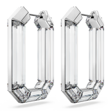 SWAROVSKI LUCENT HOOP EARRINGS, STATEMENT, OCTAGON SHAPE, WHITE 5671087