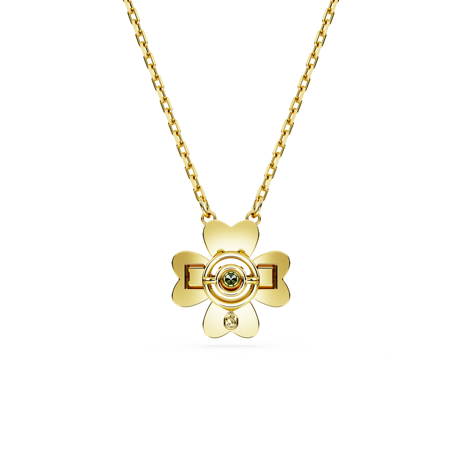 Swarovski Idyllia pendant, Clover, Green, Gold-tone plated Swarovski Idyllia pendant, Clover, Green, Gold-tone plated