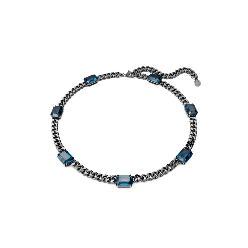 SWAROVSKI MILLENIA NECKLACE, OCTAGON CUT, BLUE, RUTHENIUM PLATED 5671243