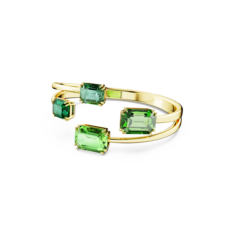 SWAROVSKI MILLENIA BANGLE, OCTAGON CUT, GREEN, GOLD-TONE PLATED