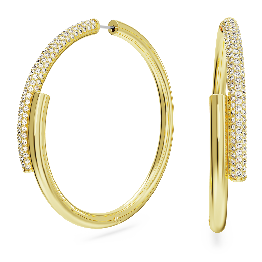 Swarovski Dextera hoop earrings, White, Gold-tone plated 5671808
