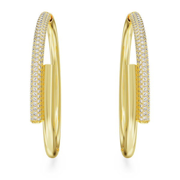 SWAROVSKI DEXTERA HOOP EARRINGS, WHITE, GOLD-TONE PLATED 5671808