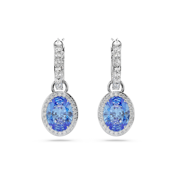 SWAROVSKI CONSTELLA DROP EARRINGS, OVAL CUT, BLUE, RHODIUM PLATED 5671817