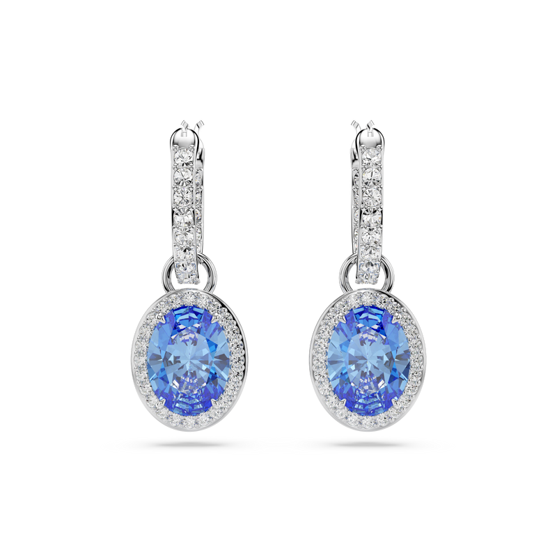 SWAROVSKI CONSTELLA DROP EARRINGS, OVAL CUT, BLUE, RHODIUM PLATED 5671817