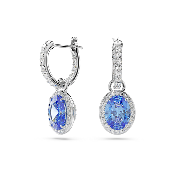 SWAROVSKI CONSTELLA DROP EARRINGS, OVAL CUT, BLUE, RHODIUM PLATED 5671817