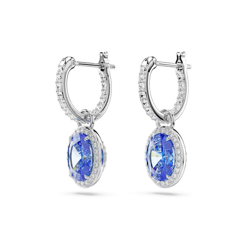 SWAROVSKI CONSTELLA DROP EARRINGS, OVAL CUT, BLUE, RHODIUM PLATED 5671817