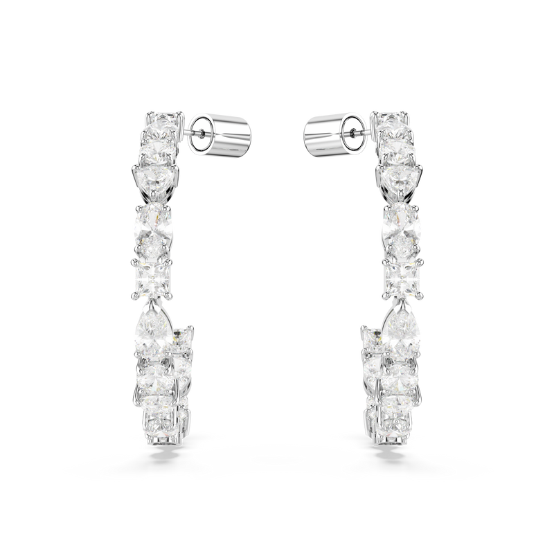 SWAROVSKI MESMERA HOOP EARRINGS, MIXED CUTS, WHITE, RHODIUM PLATED 5672834