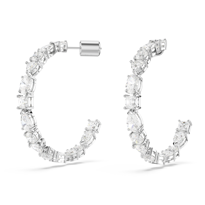 SWAROVSKI MESMERA HOOP EARRINGS, MIXED CUTS, WHITE, RHODIUM PLATED 5672834