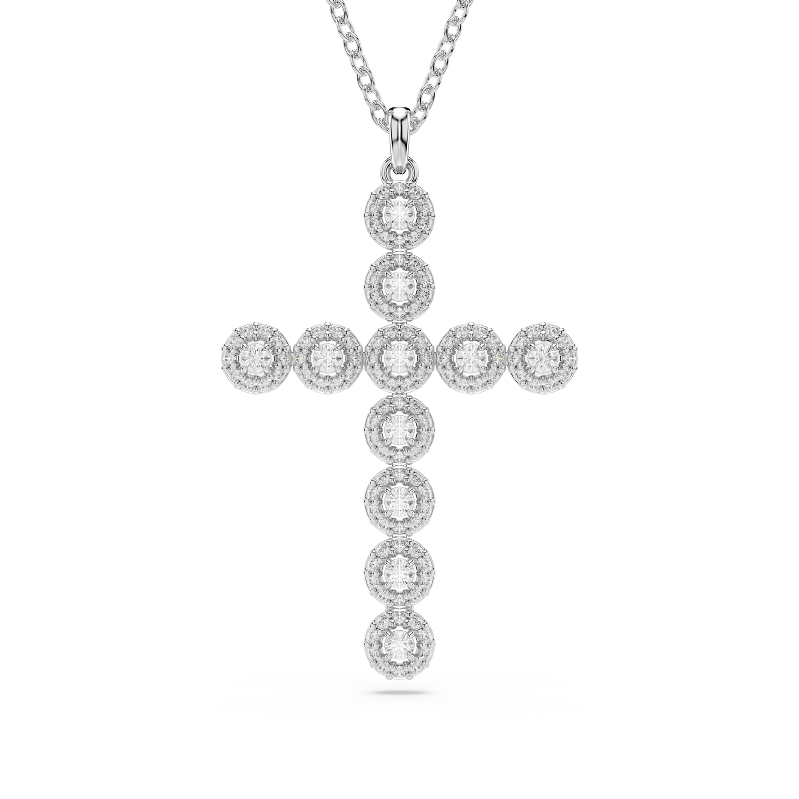 Swarovski Insigne pendant, Mixed cuts, Cross, White, Rhodium