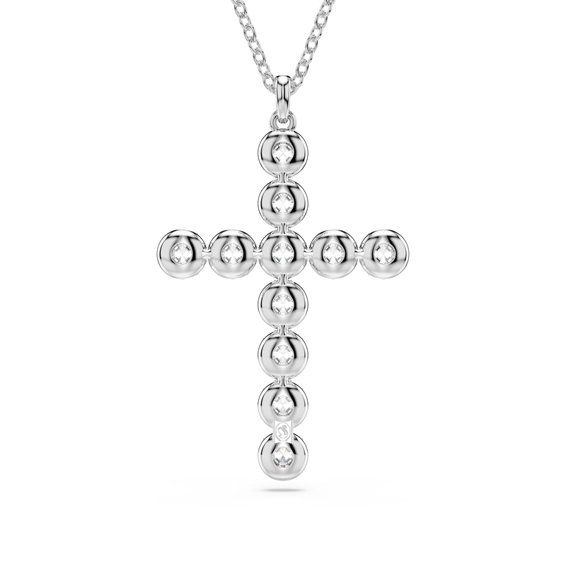 Swarovski Insigne pendant, Mixed cuts, Cross, White, Rhodium