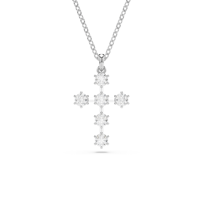 Swarovski Insigne pendant, Round cut, Cross, White, Rhodium plated
