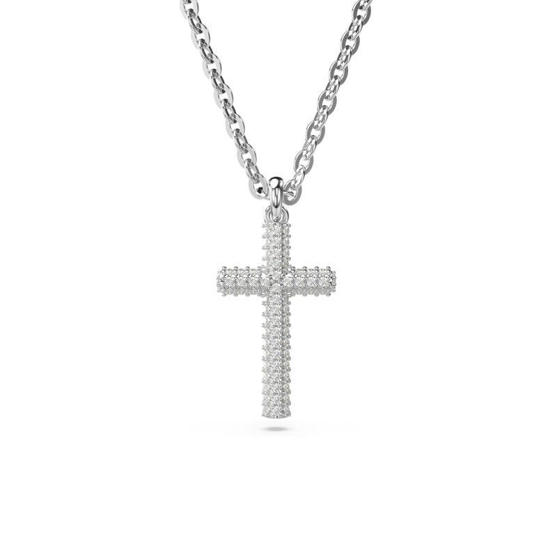 SWAROVSKI INSIGNE PENDANT, PAVÉ, CROSS, WHITE, RHODIUM PLATED 5675577