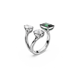 SWAROVSKI MESMERA OPEN RING, MIXED CUTS, GREEN, SILVER-TONE FINISH