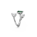 SWAROVSKI MESMERA OPEN RING, MIXED CUTS, GREEN, SILVER-TONE FINISH