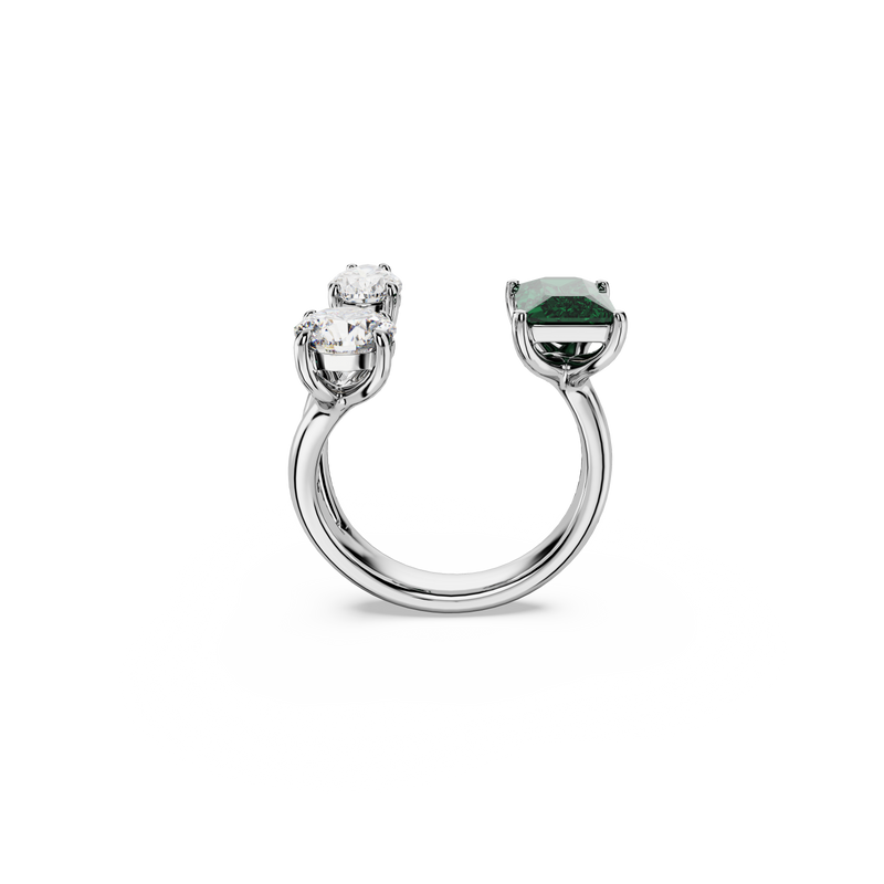 SWAROVSKI MESMERA OPEN RING, MIXED CUTS, GREEN, SILVER-TONE FINISH