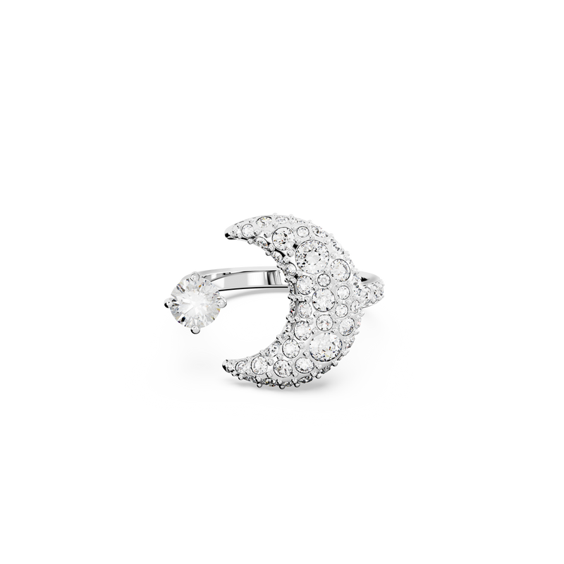 SWAROVSKI LUNA OPEN RING, MOON, WHITE, RHODIUM PLATED