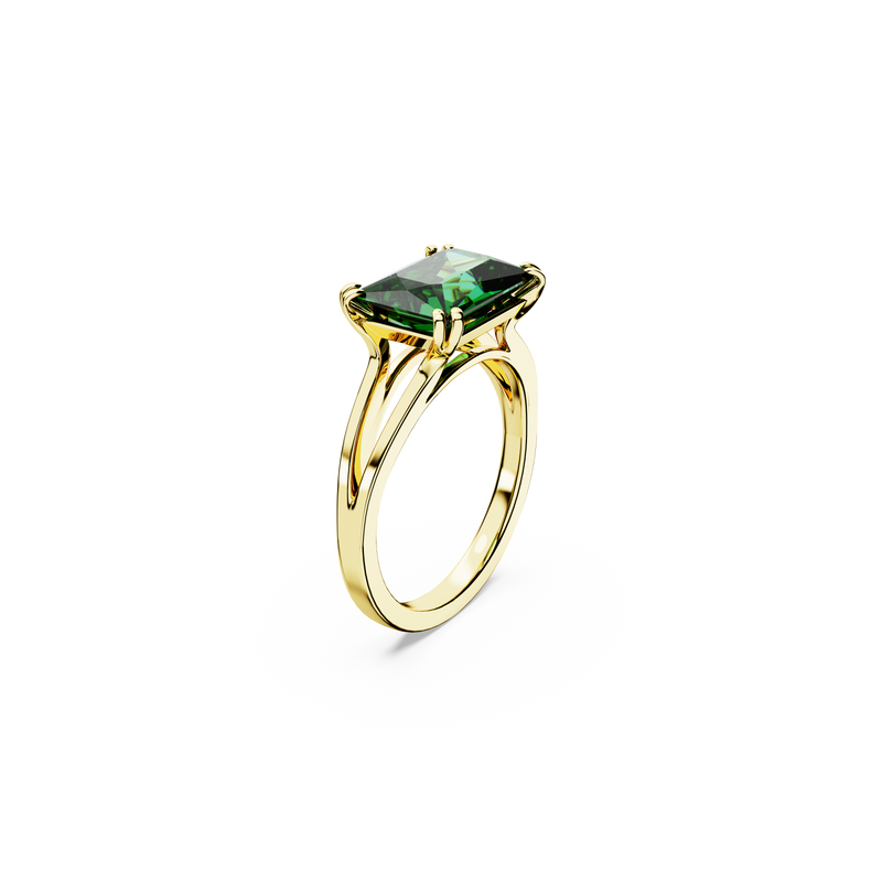 SWAROVSKI MATRIX COCKTAIL RING, RECTANGULAR CUT, GREEN, GOLD-TONE PLATED