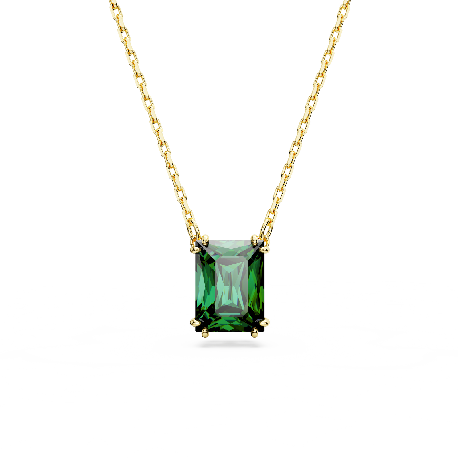 【Swarovski】Matrix ペンダント 5677141 純正箱付き Swarovski Matrix pendant, Rectangular cut, Green, Gold-tone