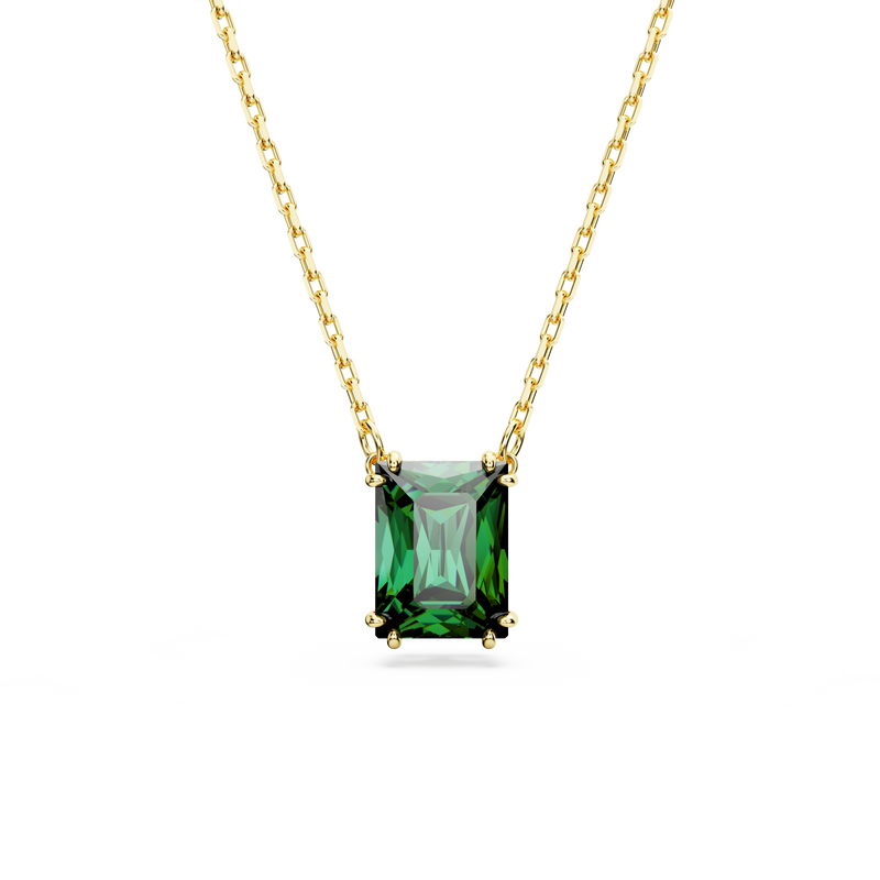 SWAROVSKI MATRIX PENDANT, RECTANGULAR CUT, GREEN, GOLD-TONE PLATED 5677141