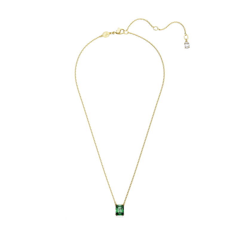 SWAROVSKI MATRIX PENDANT, RECTANGULAR CUT, GREEN, GOLD-TONE PLATED 5677141