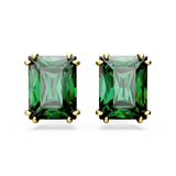 SWAROVSKI MATRIX STUD EARRINGS, RECTANGULAR CUT, GREEN, GOLD-TONE PLATED 5677142