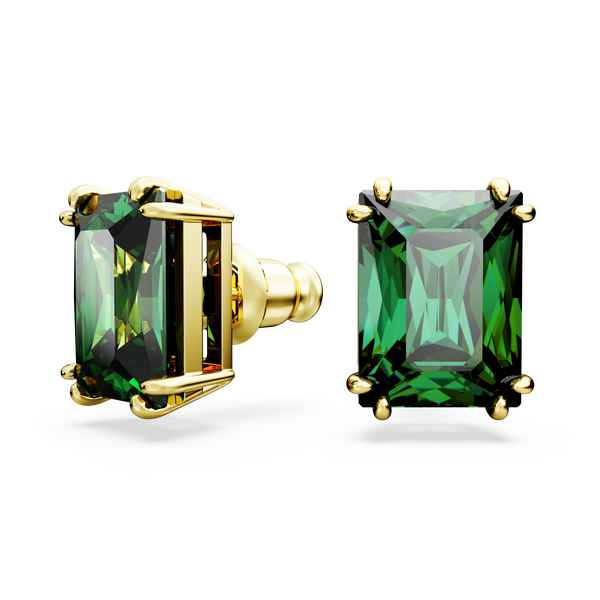 SWAROVSKI MATRIX STUD EARRINGS, RECTANGULAR CUT, GREEN, GOLD-TONE PLATED 5677142