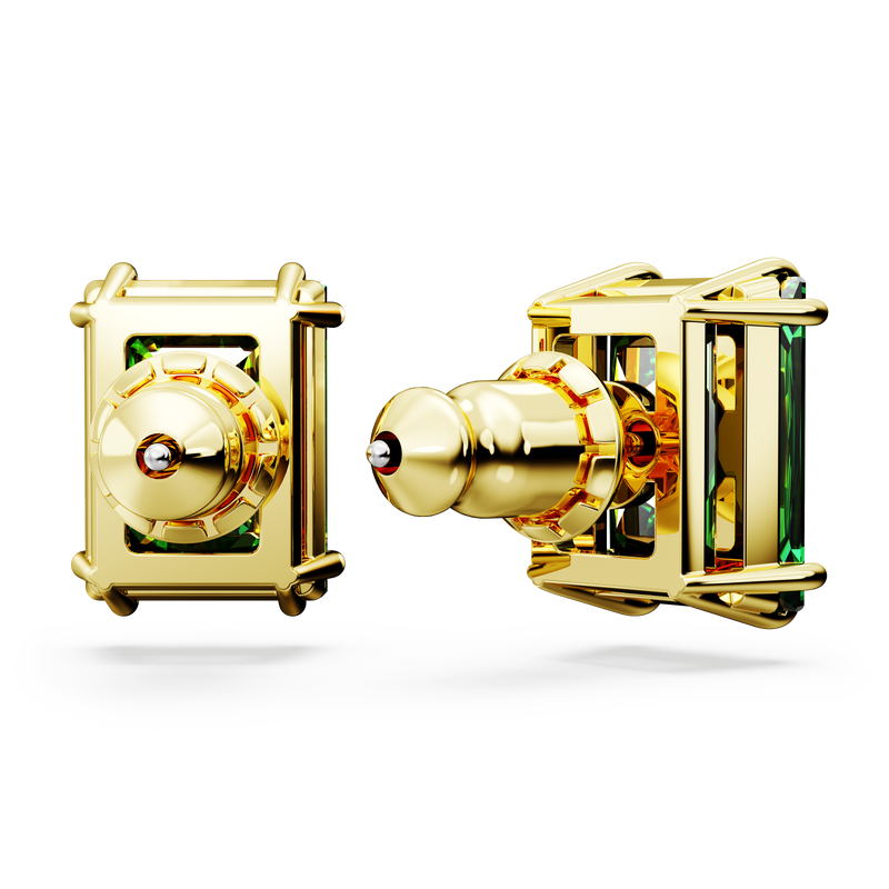 Swarovski Matrix stud earrings, Rectangular cut, Green, Gold Swarovski Matrix stud earrings, Rectangular cut, Green, Gold