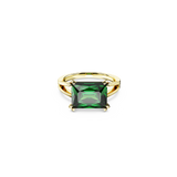 SWAROVSKI MATRIX COCKTAIL RING, RECTANGULAR CUT, GREEN, GOLD-TONE PLATED