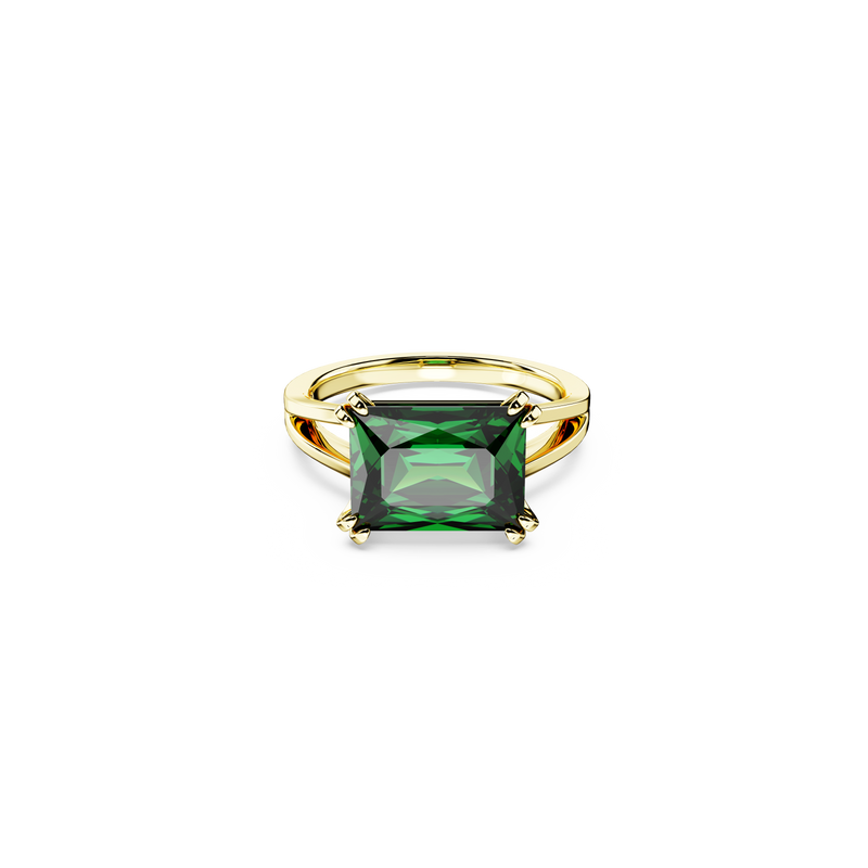 SWAROVSKI MATRIX COCKTAIL RING, RECTANGULAR CUT, GREEN, GOLD-TONE PLATED