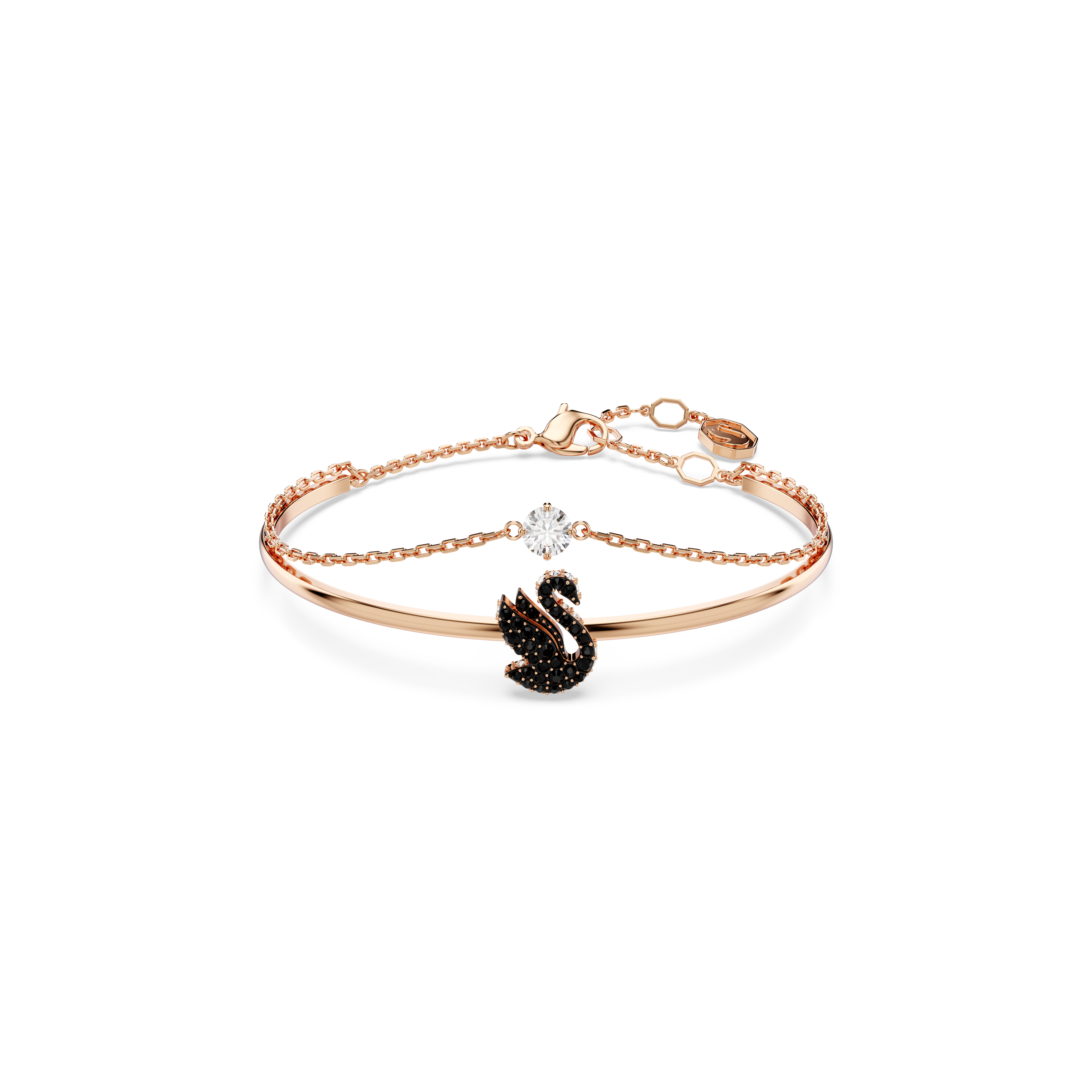 Swarovski Swan bangle, Swan, Black, Rose gold-tone plated 5688248 ...