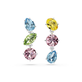 Swarovski Gema drop earrings, Asymmetrical design, Mixed cuts, Multicolored, Rhodium plated 5692406