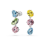 Swarovski Gema drop earrings, Asymmetrical design, Mixed cuts, Multicolored, Rhodium plated 5692406