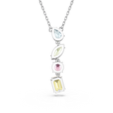 Swarovski Gema Y pendant, Mixed cuts, Multicolored, Rhodium plated 5692421